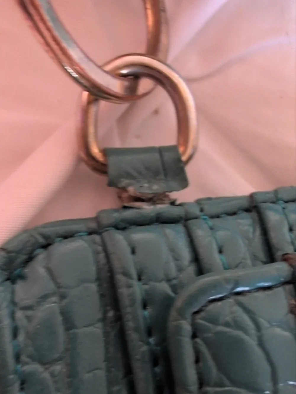 Teal Croc-Embossed Wristlet Cardholder with Tassel